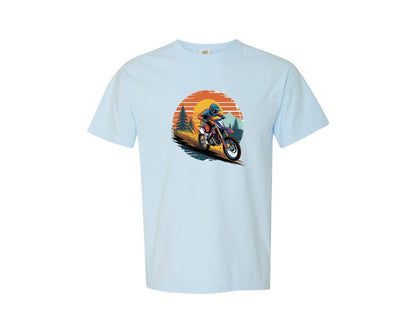 brand:Comfort Colors|color:Chambray|Motocross Rider Dirt Bike Racing Graphic T-Shirt