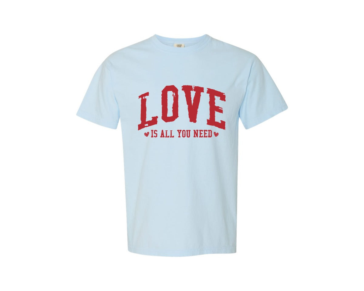 brand:Comfort Colors|color:Chambray|Retro Love Valentines Sweatshirt Love Graphic T-Shirt