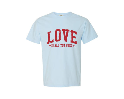 brand:Comfort Colors|color:Chambray|Retro Love Valentines Sweatshirt Love Graphic T-Shirt