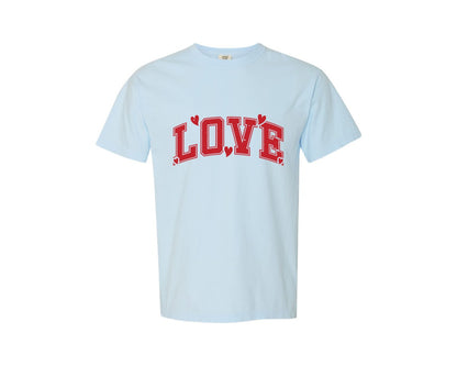 brand:Comfort Colors|color:Chambray|Love Love Varsity Love Graphic T-Shirt