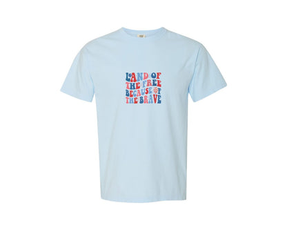 brand:Comfort Colors|color:Chambray|4Th Of July Retro America Patriotic 7 Graphic T-Shirt