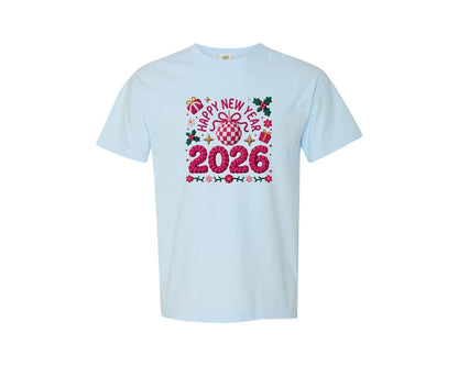 brand:Comfort Colors|color:Chambray|Braided Rope Happy New Year 2026 Graphic T-Shirt