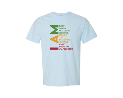brand:Comfort Colors|color:Chambray|I Am Black Woman Black History Month Graphic T-Shirt