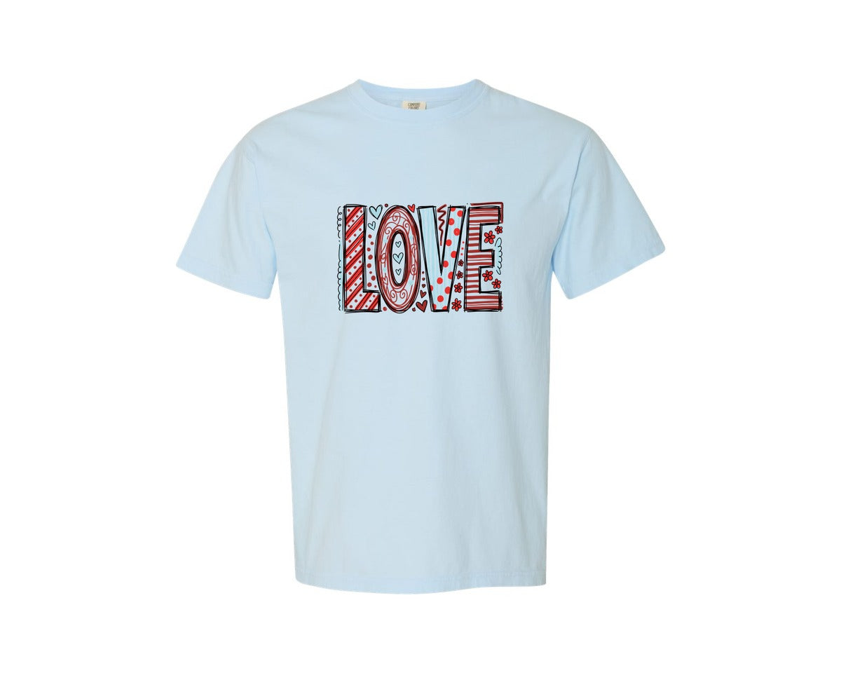 brand:Comfort Colors|color:Chambray|Valentine Love Valentines 24 Graphic T-Shirt