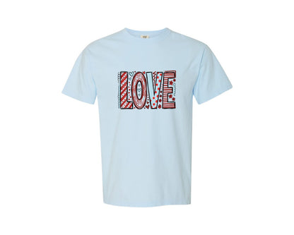 brand:Comfort Colors|color:Chambray|Valentine Love Valentines 24 Graphic T-Shirt