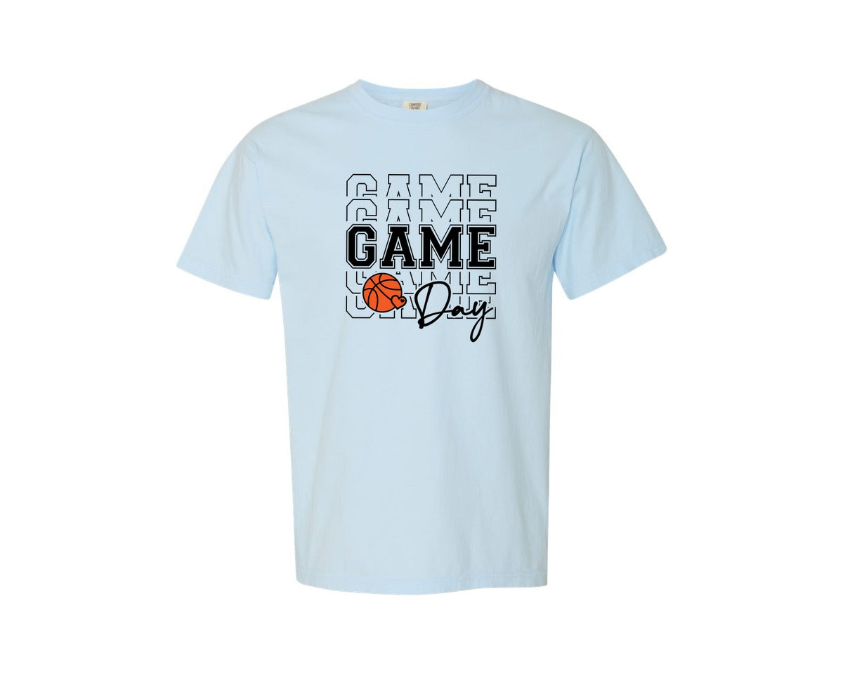 brand:Comfort Colors|color:Chambray|Basketball Game Day Tshirt Graphic T-Shirt