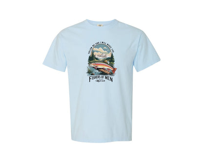brand:Comfort Colors|color:Chambray|Fishers Of Men Scenic Bible Verse Graphic T-Shirt