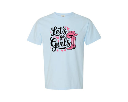 brand:Comfort Colors|color:Chambray|Lets Go Girls Western Cowgirl Graphic T-Shirt