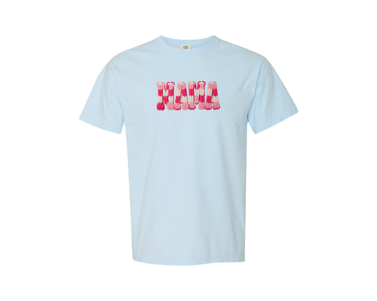 brand:Comfort Colors|color:Chambray|Pink Mama Faux Yarn Trendy Shirt Graphic T-Shirt