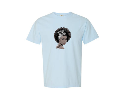 brand:Comfort Colors|color:Chambray|Unapologetically Dope Black Woman Afro Graphic T-Shirt