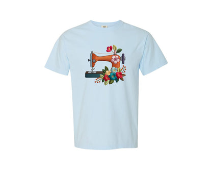 brand:Comfort Colors|color:Chambray|Floral Sewing Machine Embroidery 6 Graphic T-Shirt