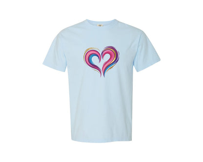 brand:Comfort Colors|color:Chambray|Heart Brushstroke Valentines Graphic T-Shirt