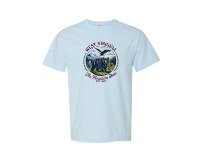 brand:Comfort Colors|color:Chambray|West Virginia The Mountain State Shirt 2 Graphic T-Shirt