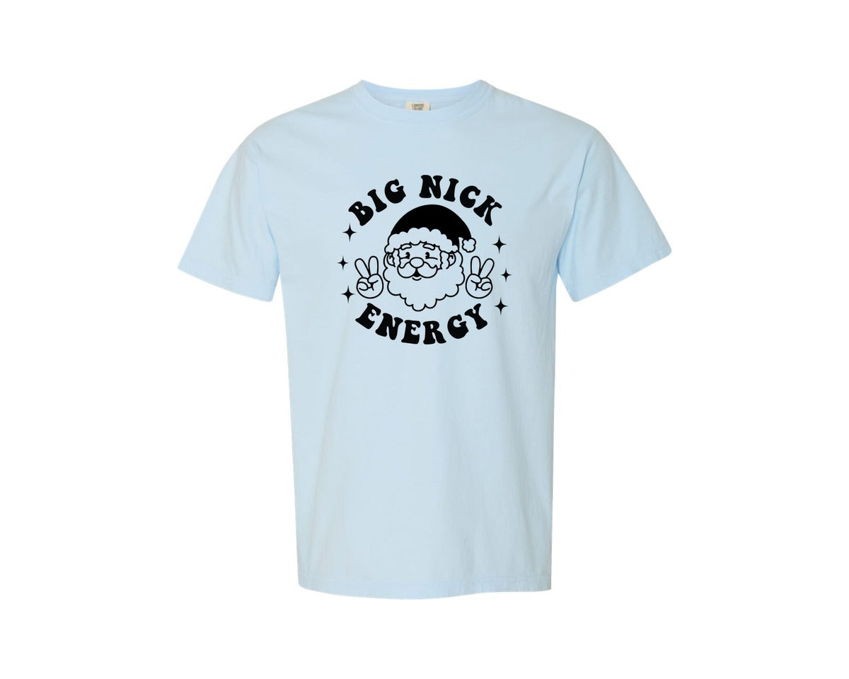 brand:Comfort Colors|color:Chambray|Big Nick Energy Santa Graphic T-Shirt