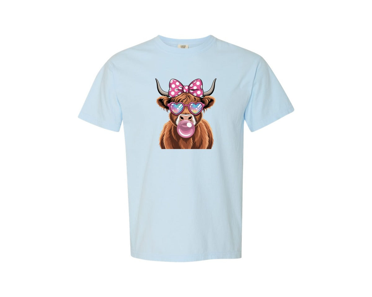 brand:Comfort Colors|color:Chambray|Valentines Highland Cow 16 Graphic T-Shirt