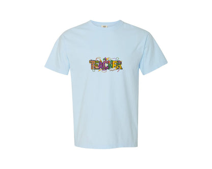 brand:Comfort Colors|color:Chambray|Teacher Mardi Gras T Shirt 2 Graphic T-Shirt