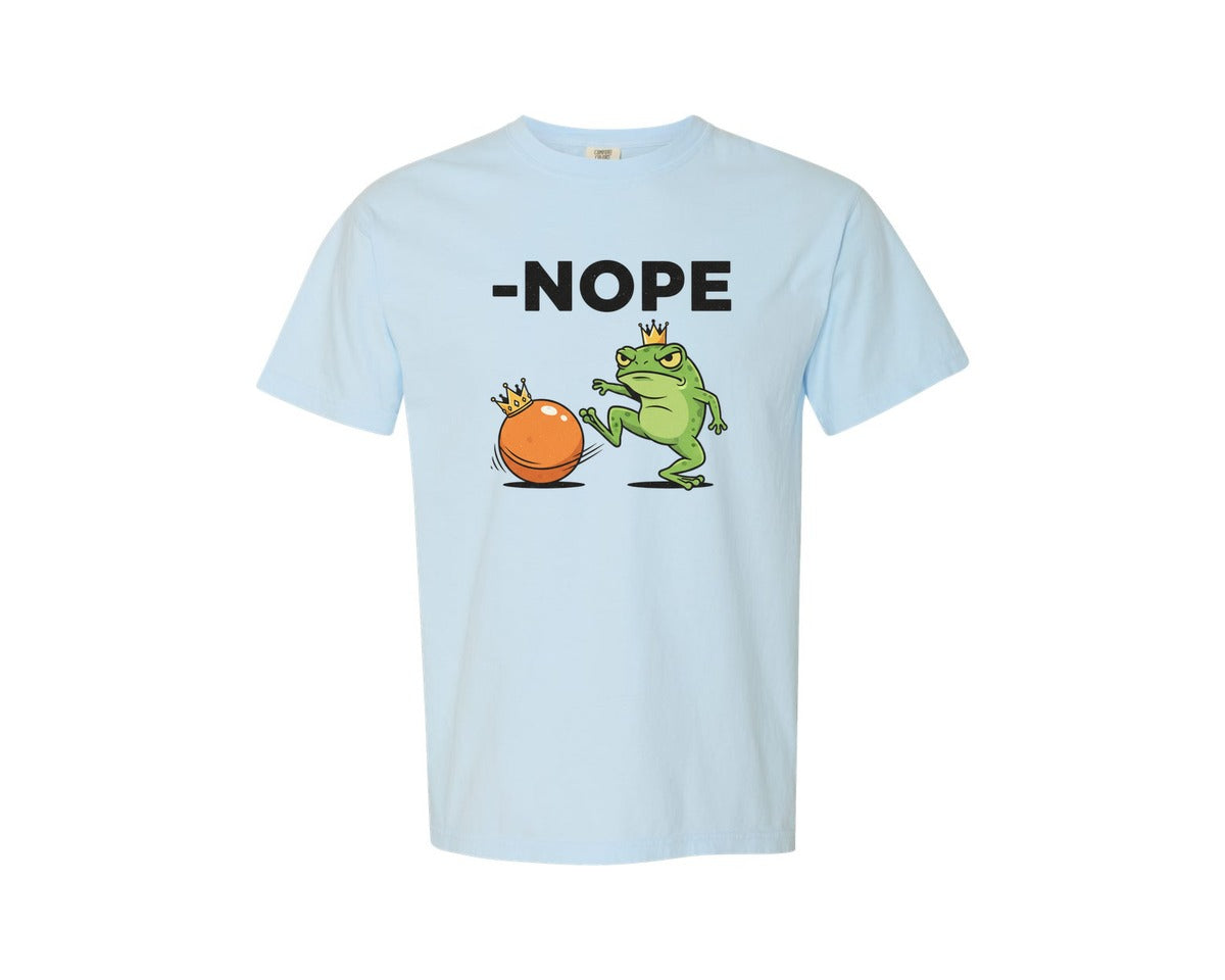 brand:Comfort Colors|color:Chambray|No King Nope Grumpy Frog Graphic T-Shirt