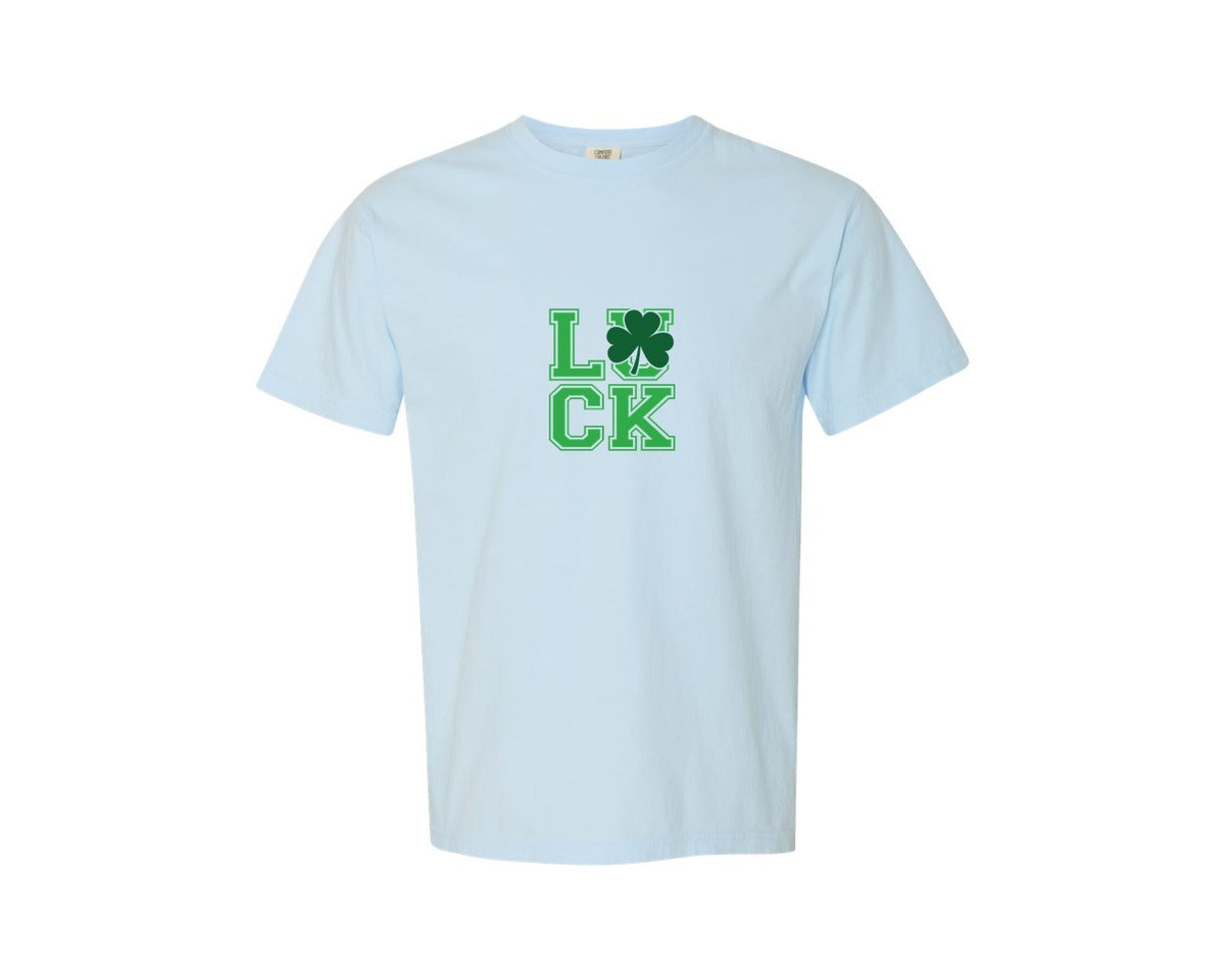 brand:Comfort Colors|color:Chambray|Lucky St Patricks Day Coquette 13 Graphic T-Shirt
