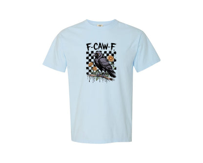 brand:Comfort Colors|color:Chambray|Crow Raven F Caw F Funny Halloween 4 Graphic T-Shirt