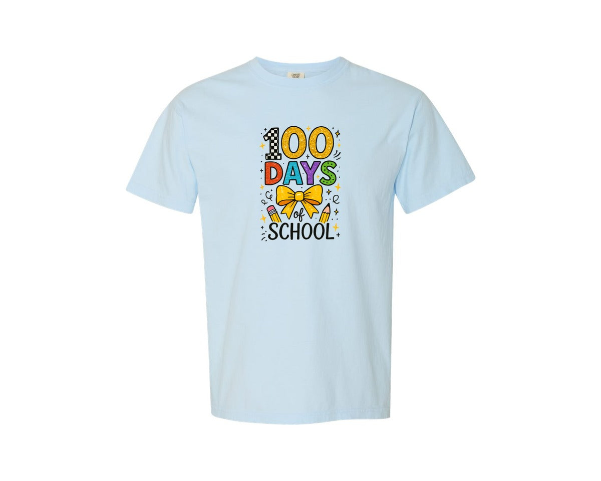 brand:Comfort Colors|color:Chambray|Glitter 100 Days Of School 5 Graphic T-Shirt