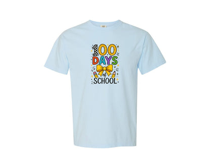 brand:Comfort Colors|color:Chambray|Glitter 100 Days Of School 5 Graphic T-Shirt
