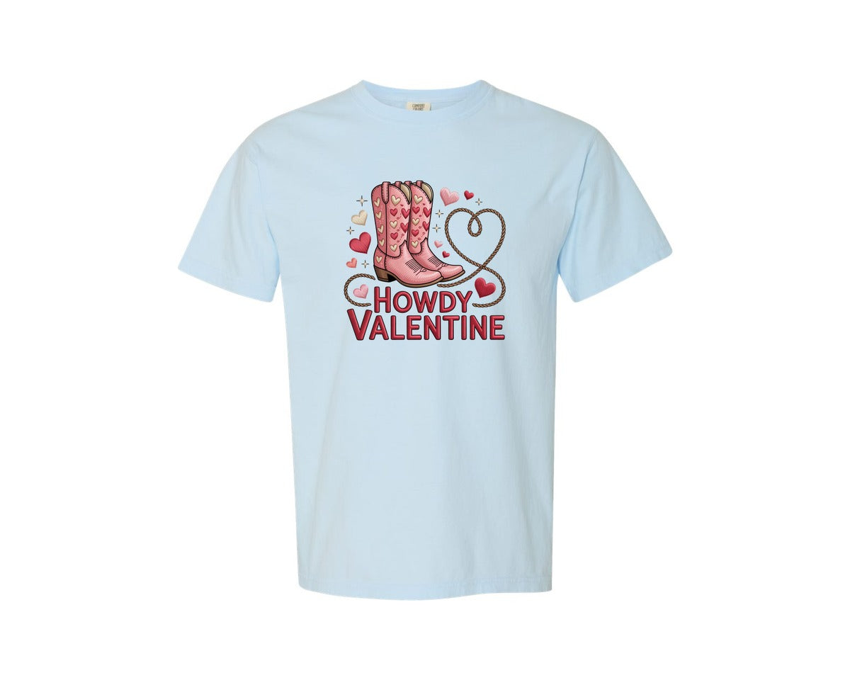 brand:Comfort Colors|color:Chambray|Howdy Valentine Funny 5 Graphic T-Shirt