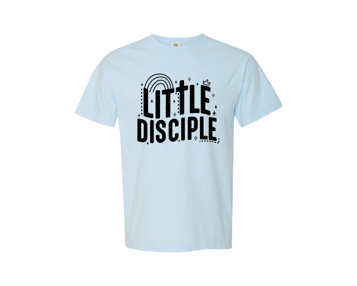 brand:Comfort Colors|color:Chambray|Retro Little Disciple Tshirt Kids Graphic T-Shirt