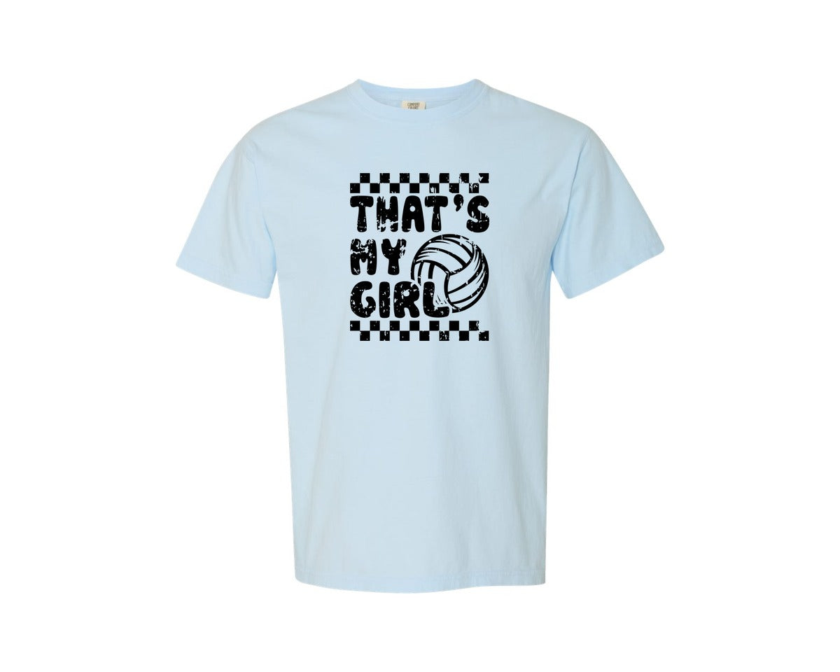 brand:Comfort Colors|color:Chambray|Thats My Girl Volleyball Mom Graphic T-Shirt