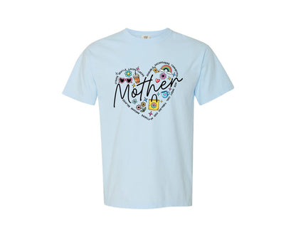 brand:Comfort Colors|color:Chambray|Retro Mothers Day Mama Heart Mom Graphic T-Shirt