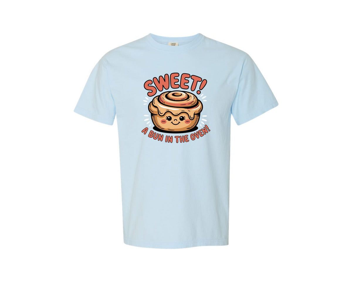brand:Comfort Colors|color:Chambray|Sweet Bun In The Oven Graphic T-Shirt