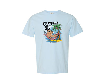 brand:Comfort Colors|color:Chambray|Capybara Vibes Only Summer T Shirt Print Graphic T-Shirt