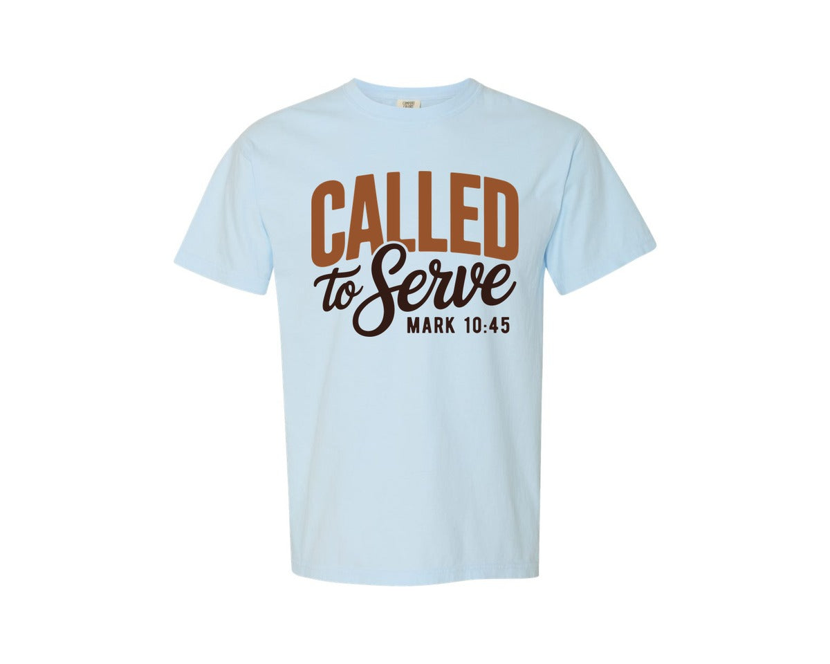 brand:Comfort Colors|color:Chambray|Called To Serve Christian Jesus Graphic T-Shirt