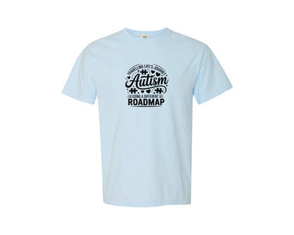 brand:Comfort Colors|color:Chambray|Different Roadmap Autism Graphic T-Shirt