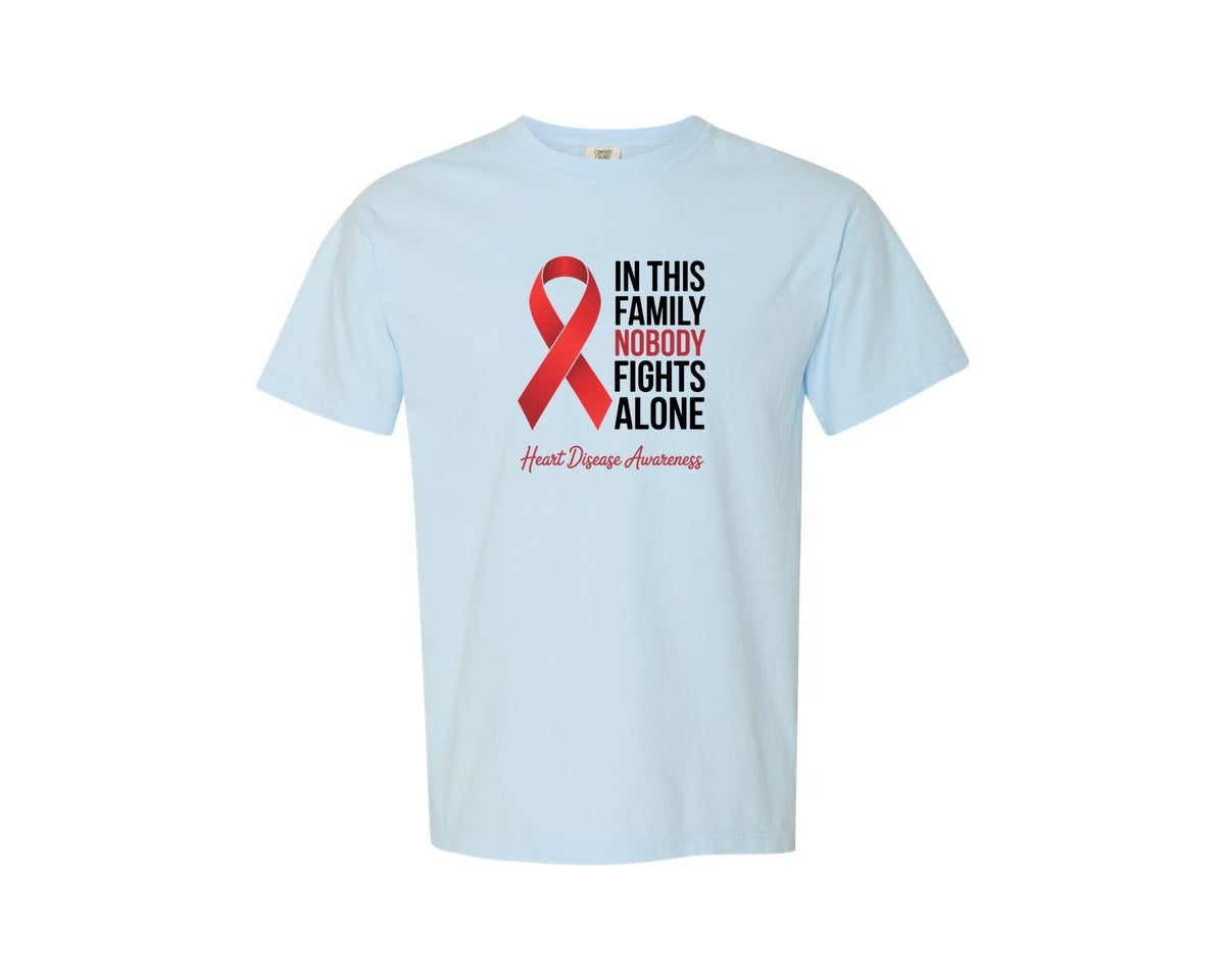 brand:Comfort Colors|color:Chambray|Nobody Fights Alone Heart Disease Graphic T-Shirt