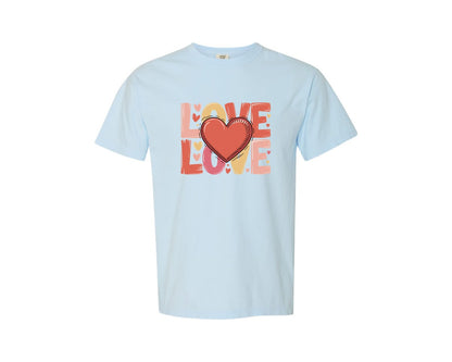 brand:Comfort Colors|color:Chambray|Valentines Day Love Coquette Hearts Graphic T-Shirt