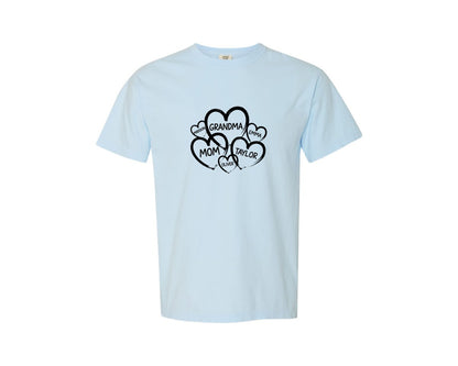 brand:Comfort Colors|color:Chambray|Family Hearts Grandma Mom Graphic T-Shirt