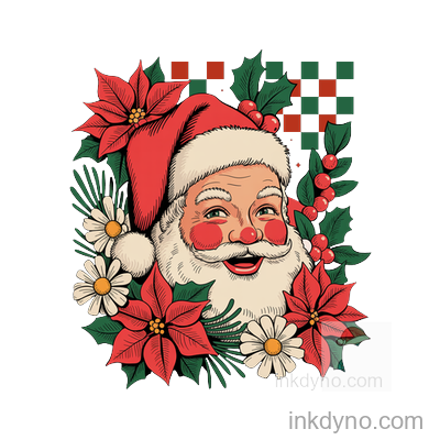 Checkered Santa Claus , DTF Transfer – Ready to Press (Christmas)