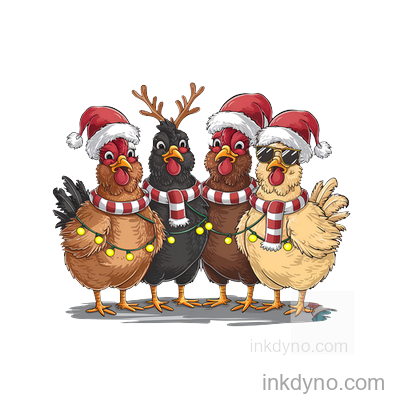 Chickens , Lights_1 DTF Transfer – Ready to Press (Christmas)