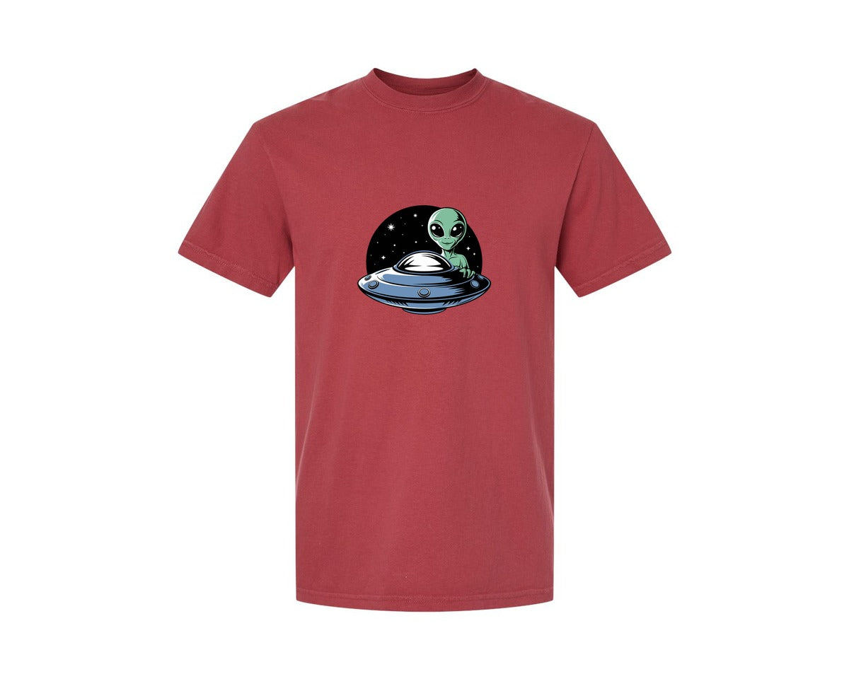 brand:Comfort Colors|color:Chili|Retro Vintage Ufo Alien T Shirt Design 4 Graphic T-Shirt