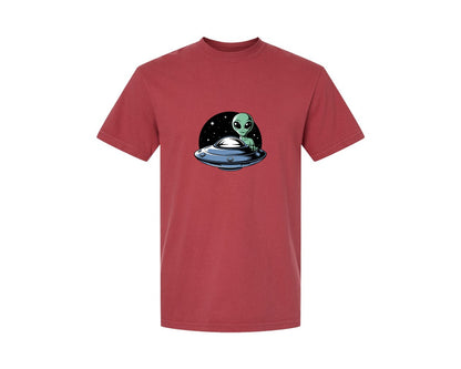 brand:Comfort Colors|color:Chili|Retro Vintage Ufo Alien T Shirt Design 4 Graphic T-Shirt