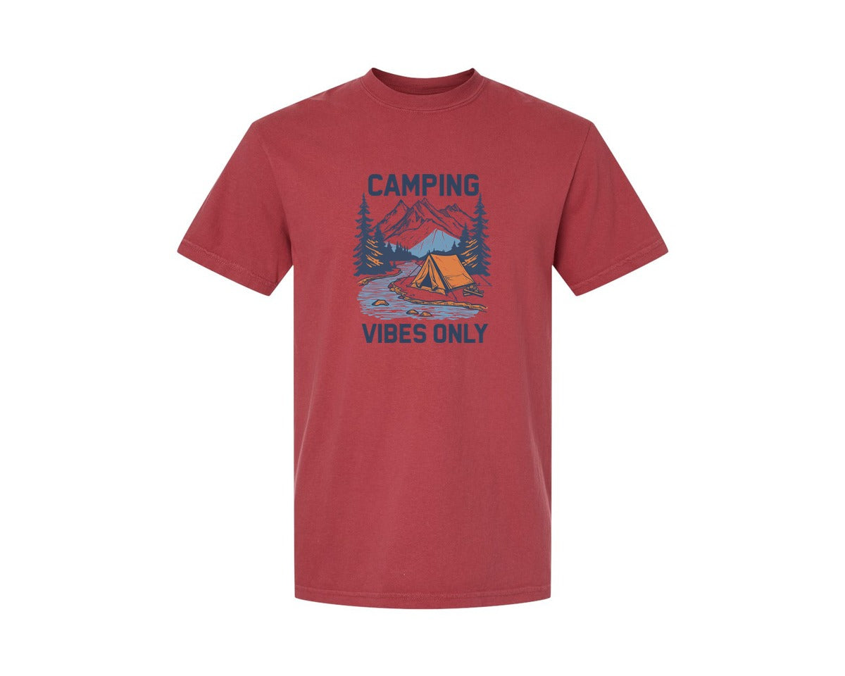 brand:Comfort Colors|color:Chili|Camping Vibes Only Outdoor Adventure Tee Graphic T-Shirt