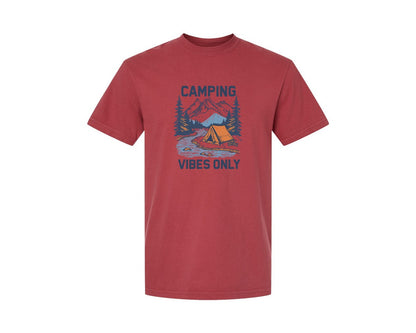brand:Comfort Colors|color:Chili|Camping Vibes Only Outdoor Adventure Tee Graphic T-Shirt