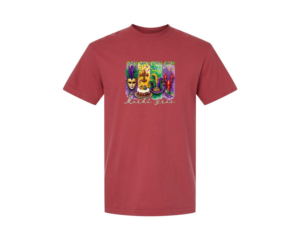 brand:Comfort Colors|color:Chili|Mardi Gras Coquette 2 Graphic T-Shirt