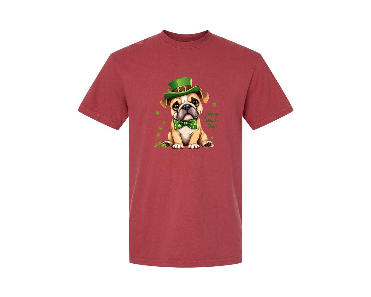 brand:Comfort Colors|color:Chili|St Patricks Day Bulldog Graphic T-Shirt