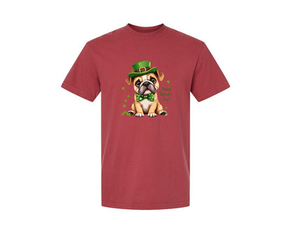 brand:Comfort Colors|color:Chili|St Patricks Day Bulldog Graphic T-Shirt