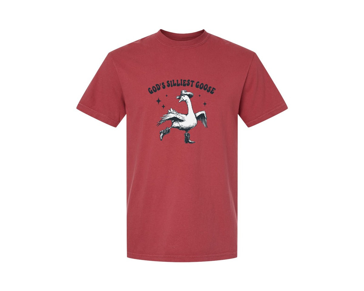 brand:Comfort Colors|color:Chili|Gods Silliest Cowboy Goose Dancing Shir Graphic T-Shirt