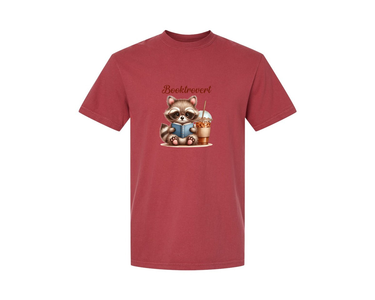 brand:Comfort Colors|color:Chili|Booktrovert Easter Raccoon Book Coffee 3 Graphic T-Shirt