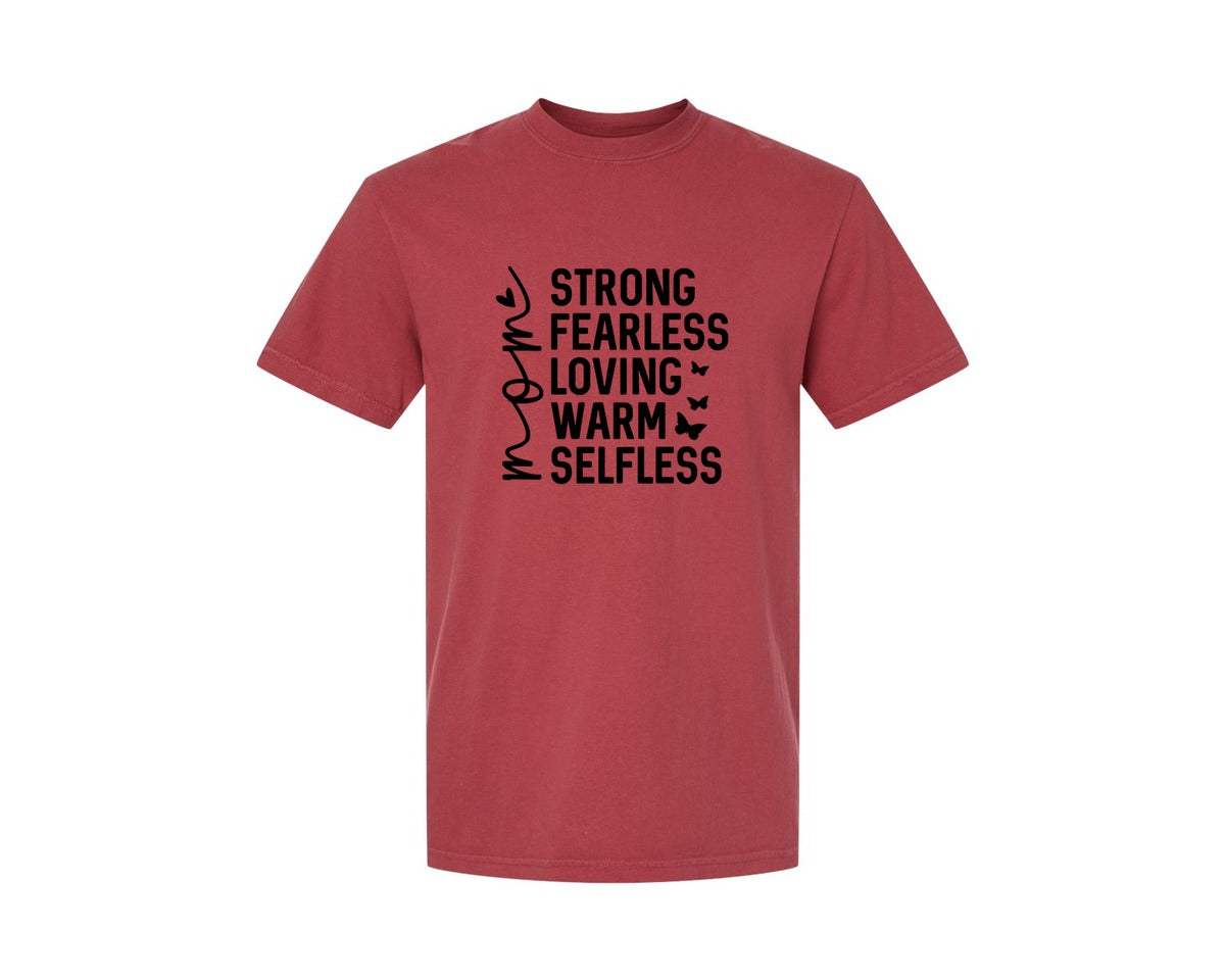 brand:Comfort Colors|color:Chili|Strong Fearless Loving Warm Selfless Graphic T-Shirt