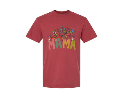 brand:Comfort Colors|color:Chili|Mama Shirt Wildflowers Mama Shirt Graphic T-Shirt