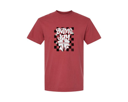 brand:Comfort Colors|color:Chili|Checkered Baseball Game Day Graphic T-Shirt